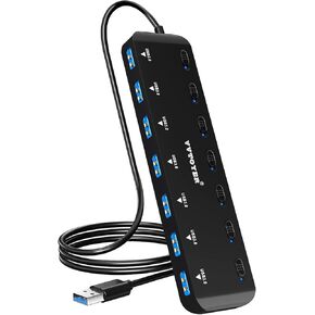 USB Hub 3.0 Splitter, 7-Port USB Extender for Laptop, VVTOYER USB Multiport Adapter Expander with Individual Power Switch and 3.3ft Long Cable, for MacBook, Mac Pro, Mac Mini, iMac, Surface, PS4, PC