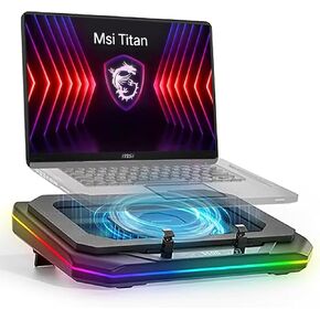 Cooling Pad for Msi Titan 18 HX GT80 GT77HX GT77 GT76 GT75 GT73VR GT63 Gaming Laptop,with Ultra Powerful Booster Turbo Cooling Fan Can Fast Cooling,6 RGB Light,Adjustable Speed,Touch Start ﻿