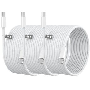 6FT iPhone 16 Pro Max Charging Cable USB C, 3 Pack 60W Fast USB C to USB C Fast Charging Cable Type C to C Charger Cord for iPhone 16/16 Plus/16 Pro/16 Pro Max, iPhone 15/15 Plus/15 Pro/15 Pro Max