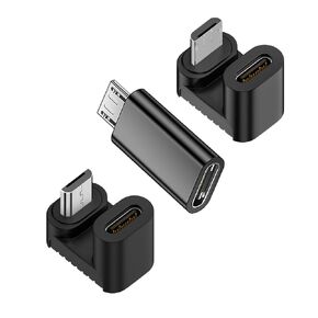 360Degree Angled Type USB-C USB2.0 Type C Female to Micro USB Male Power Data Adapter,3 Pack