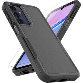 for Samsung Galaxy A16 5G Case: Dual Layer Protective Heavy Duty Cell Phone Cover Shockproof Rugged with Screen Protector - Military Protection Bumper Tough - Samsung Galaxy A16 5G 2025, Black