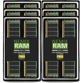 NEMIX RAM 384GB (12X32GB) DDR5 5600MHZ PC5-44800 2Rx8 1.1V 288-PIN ECC RDIMM Registered Server Memory KIT Compatible with Dell PowerEdge R6615 Rack Server