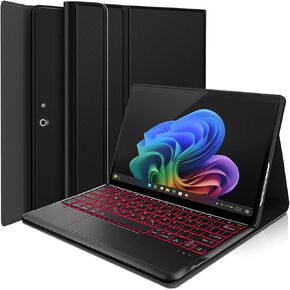 Touchpad Keyboard Case for 13 Inch Microsoft Surface Pro 11/10/9, 7 Colors Backlight Smart Touchpad Detachable Wireless Keyboard with PU Premium Folio Case for Surface Pro 11th Edition AI