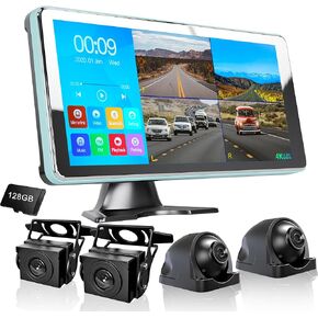 ASLONG 4CH Dash Cam Backup Camera with 9.36" Quad Split Touch Screen & 4 AHD Front Rear Sides View Camera with DVR Recording Avoid Blind Suitable for RV Semi Van Trailer Truck