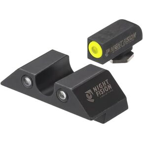 Night Fision Tritium Night Sight Set Compatible with Glock 42/43/43X, Yellow Front Ring, U Notch Black Rear Rings