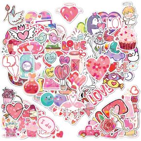 100pcs Pink Holographic Love Stickers Pack, Coquette Aesthetic Romantic Wedding Valentine’s Day Gift, Waterproof Vinyl Decal for Water Bottle, Laptop, Phone, Spicy BookTok for Girls & Book Lover