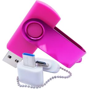 2GB USB Flash Drives Thumb Drive Memory Sticks Pendrive with OTG & Type-C/USB C Adaptor (Pink)