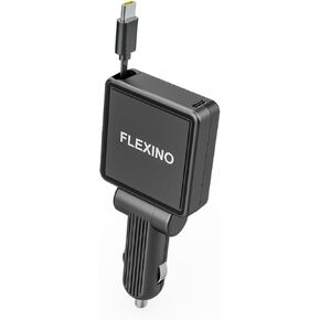 Flexino Retractable Car Charger for iPhone 16, 【Ultra-Slim】 Car Charger USB C, 45W Fast Charging Car Charger with Retractable Cord, Fit for iPhone 16/15/14/13/12, Galaxy