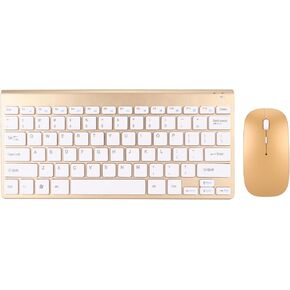 Compact Keyboard Mouse Set, LED Indicator Power Saving Design, Thin and Light with ABS Material for Office (Gold)