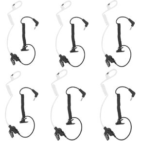3.5 mm Listen Only Earpiece Tube Ear Piece with Short Cord Cable for Motorola Radio Shouler Mic xts 5000 APX 6000 (Black, 90 Degree L Plug, 6Pack)