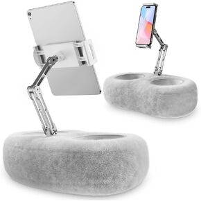 CreaDream Tablet Kindle Stand Pillow, Adjustable iPad Pillow Stand Holder with 2 Snack Bowls for Lap Bed Sofa Chair, Compatible with 4.7"-13" Tablet, iPad, iPhone, Google, Samsung, Kindle