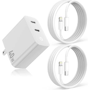 iPhone 14 13 Charger Fast Charger [MFI Certified] ، 40W Port USB C Charger Block مع كابل شحن Lightning من النوع 3 قدمًا لـ iPhone 11 Pro Max/11 Pro/11/XS Max/XS/XR/X/8 Plus/8 ، iPad mini-1 in Kuwait