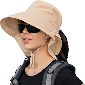 Sun Hats for Women Hiking Fishing Hat Wide Brim Hat with Large Neck Flap Sun Protection Hats for Men and Women