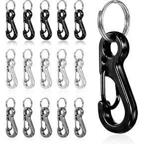 15sets Mini Carabiner Clip 1 Inch Stainless Steel Carabiner Keychain Spring Snap Hook Small Paracord Hanging Clips Carabiners for Backpack Key Chain Dog Leash Fishing(25mm, 3 Colors)