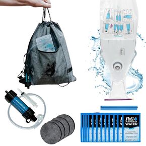 Pro Kit Gravity Water Filter - Portable 4-in-1 Backpacking, Camping & Emergency Water Filtration System - Hangs Anywhere