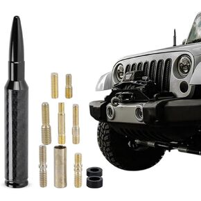 Universal 50 Cal Bullet Antenna,Fits for All Chevy GMC Ford Jeep Dodge Toyota 5.5" AM/FM Radio Universal Carbon Fiber Antenna (Blue)