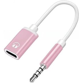 Pink Headphone Jack Adapter, 3.5mm Male to TypeC Female Audio Cable Cord, USB C to Aux Audio Dongle Cable Cord, Compatible with MP3 CD Players, Laptops, Tablets, Smartphone, Headphone Adapters