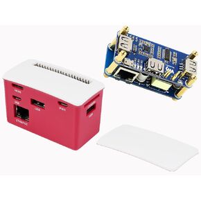 PoE Ethernet/USB HUB HAT Board with ABS Case Box for Raspberry Pi Zero 2W/2WH/Zero, PoE 802.3af-Compliant Ethernet Port and 3X USB 2.0 Ports Compatible with USB 2.0/1.1