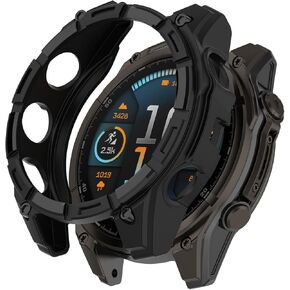 Miimall Case Cover Compatible for Garmin Fenix 8 51mm AMOLED Case Bumper, Anti-Fall, Lightweight, Replacement Protective Soft TPU Case Half-Around Case Shell Frame for Fenix 8 for Men(Black)