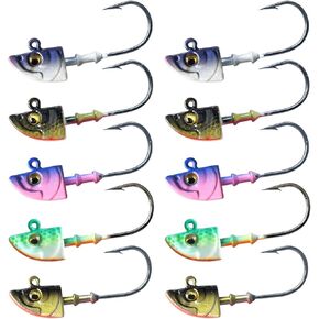 Swimbait Jig Head Jigs مع العيون ثلاثية الأبعاد رؤوس Minnow Jig لصيد المياه المالحة 10 PCS/Set