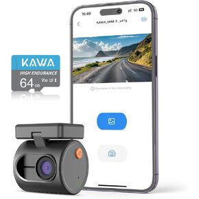 Tiny Dash Cam, KAWA 1296P QHD Mini Car Camera Dash Cam - Voice Control, Free 64GB TF Card, WDR/3D DNR with Super Night Vision, 24H Parking Monitoring and G-Sensor, 2024 New Dash Cam, Mini 3