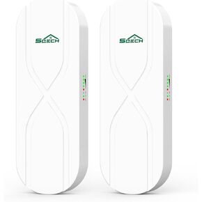 Wireless Bridge,SQECH WB503X-S Point to Point Wireless Bridge with 100/100Mbps LAN Ports, 3KM 5.8G WiFi Bridge for PTP/PTMP with 14dBi High Gain Antenna,24V-55V POE Power Supply,2 RJ45 LAN Port,2 Pack