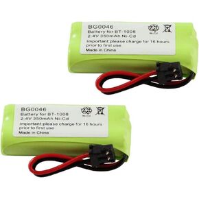 Fenzer 2-Pack Ni-CD Battery 2.4V for Uniden BT-1008, BT-1016 (350mAh)