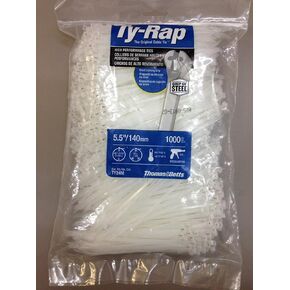 TY24M Cable Tie 30lb 5.5" Natural Nylon with Stainless Steel Locking Device Bulk Pack, Military Specified (MIL-SPEC MS3367-5-9) 1000 Per Bag