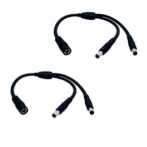 2pcs 1female to 2 Males DC 5.5x2.5mm 12V Power Splitter for LED Connector Security Camera Y-Splitter Cable
