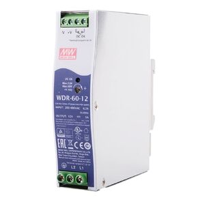 WDR-60-12 12V 5A 60W Industrial DIN Rail Power Supply - Ultra Slim, Wide Input Voltage, Ideal for Automation and Control Systems