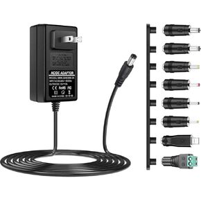 100V-240V to 12V 3A AC/DC Switching Power Supply Adapter with 8 Selectable Adapter DC Plugs (12V3A)