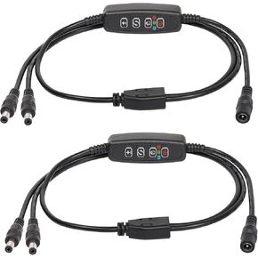 SinLoon DC Power Cable Y Splitter Cord 5V 12V with Timer Control for Plant Grow Light Strip Kit LED Strips Little Table Lamp and Other Devices(5.5x2.1mm Female to 2 Male)