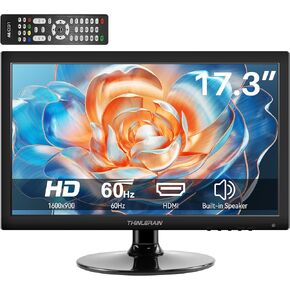 Thinlerian 17.3 بوصة شاشة كمبيوتر ، شاشة HD 1600x900 ، شاشة HDMI VGA ، مكبرات صوت بناء ، 60 هرتز ، 5 مللي ثانية ، Vesa Mountable ، شاشة الكمبيوتر ، الأسود