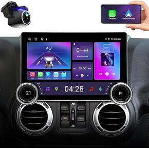Car Radio for Jeep Wrangler (JK), Dodge Ram Stereo Update,11.5" Dual Knobs 2000x1200 Resolution with Wireless CarPlay Android Auto,Android 13,FM/AM,4G RAM+64G ROM,5G WiFi,Steering Wheel Control