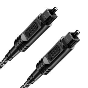 EMK Optical Audio Cable Optical Cable Digital Fiber Optic Toslink Cable for Sound Bar, TV, PS4, Xbox, Home Theater & More (2 Feet/0.6M, Slim Nylon Braided, Black1)