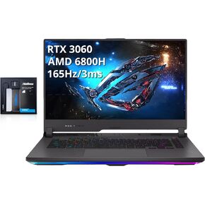ASUS ROG Strix G15 15.6" 165Hz WQHD Gaming Laptop, AMD Ryzen7 6800H, GeForce RTX 3060, 32GB DDR5, 1TB SSD, RGB Keyboard, VR-Ready, Gray, Win 11 Pro, 128GB Hotface Extension Set