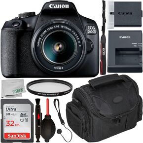 SSE Canon EOS 2000D (T7) EF-S 18-55MM هي مجموعة II مع عدسة Canon EF 50MM F/1.8 STM وحزمة ملحقات العدسة الأساسية-تشمل: عدسة مسبق المقدمة من 500 مم ، و EF-MOUNT الاحترافية وأكثر من ذلك بكثير