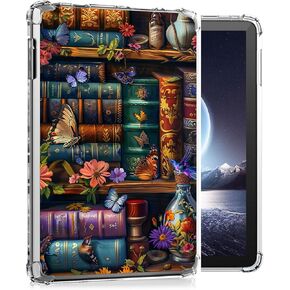 Case for Kindle 11 2022 and Kindle 12th 2024 6 Inch Transparent Tablet Cover Library Wallpaper Lightweight Soft TPU Anti Scratch Shockproof Drop Protective Tablet Cover