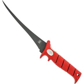 BUBBA 8 Inch Ultra Flex Tapered with Non-Slip Handle, Full Tang Stainless Steel Non-Stick Blade, Lanyard Hole and Synthetic Sheath for Fishing, Boating and Hunting