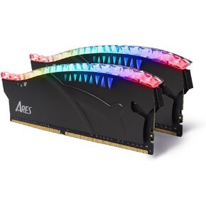 DATO 32GB (16GBx2) RAM, DDR4 3200MHz CL16 w/RGB XMP, 1.35V Desktop Memory Module, ARES Armor Lite for Gaming, Black
