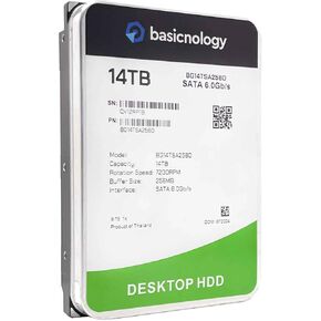Basicnology Desktop HDD 14TB 7200RPM SATA 6Gb/s 128MB Cache 3.5inch Internal Hard Drive (BG14TSA256D) - 3 Years Warranty (Renewed)