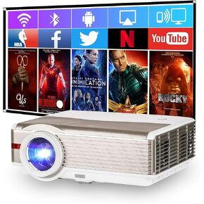 Native 1080P Smart Projector LED High Brightness 9000L, Built-in Android TV Projectors with WiFi Bluetooth, Digital Zoom HDMI USB Audio Outdoor Movies Projector for iPhone/TV Stick/PC/PS5