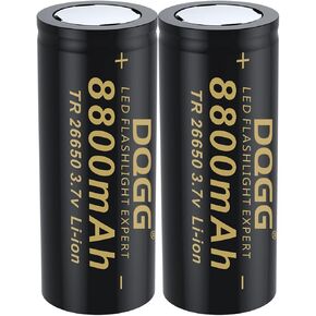 26650 Rechargeable Battery 3.7V 8800mAh Large Capacity Flat Top 2 Pack Batteries for LED Flashlights