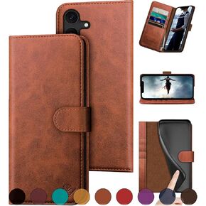 Compatible with Samsung Galaxy S25 Plus Genuine Leather Wallet case【RFID Blocking】【4 Credit Card Holder】【Real Leather】 Flip Folio Book Phone case Cover Women Men for S25 Plus case Wine Red