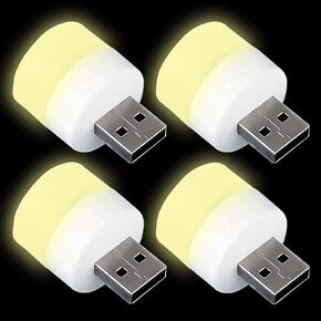 YUANQIAN Plug in LED Night Light Mini USB LED Light Flexible USB LED Ambient Light Mini USB LED Light, LED Portable car Bulb, Indoor, Outdoor, Reading, Sleep (4-Pack,Warm)