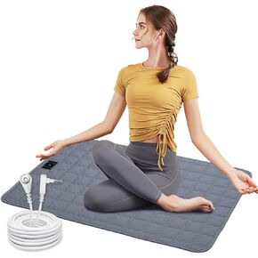 Grounding Mat, 24" x 35", Cream, with 15ft Grounding Cord for Stress Relief, Pain Management, Better Sleep (Gray, 24 * 35 inch)