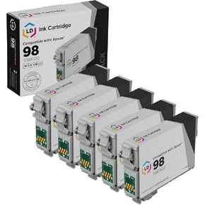 LD Products Remanufactured Ink Cartridge Replacement for Epson 98 T098120 (5 Pack - Black) Compatible with The Following Epson Printer Models Artisan: 700 710 725 730 800 810 835 837