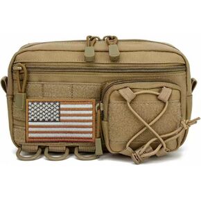 حقيبة MOLLE التكتيكية ، 1000D DEDAINT MEDICAL CABOUCH مع العلم الأمريكي ، أكياس مول من الفائدة لحقيبة الظهر التكتيكية ، حقيبة دانكر ثنائية الأدوات الثنائية البطن (الكاكي)