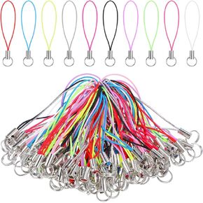 Lusofie 200Pcs Phone Charm String, Colorful Phone Charms Strap Strong Cell Phone Split Ring Strap Polyester Lanyard Charms for Cellphone USB Keychain DIY for Men and Women(10 Colors)
