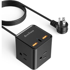 30W USB C Power Strip with 3 Outlets, 5FT Extension Cord Fast Charging Desk USB Charging Station, 1250W 10A Surge Protector for Home or Travel